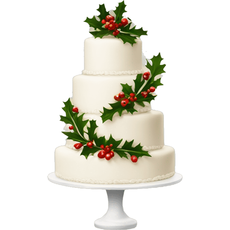 Wedding cake with holly and pinecones emoji