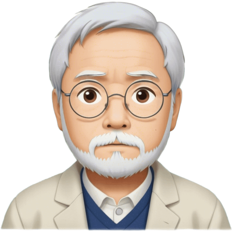 Hayao Miyazaki (filmmaker) – Cinematic Realistic Portrait of Hayao Miyazaki, portrayed with gentle, wise eyes and a thoughtful expression, set against a backdrop of whimsical sketches and animated landscapes reminiscent of Studio Ghibli, rendered with soft natural lighting and rich, detailed textures that evoke creative magic. emoji