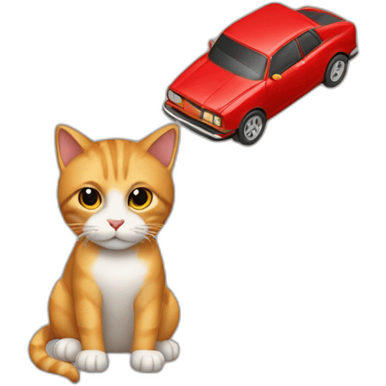 Cat drive a red car emoji