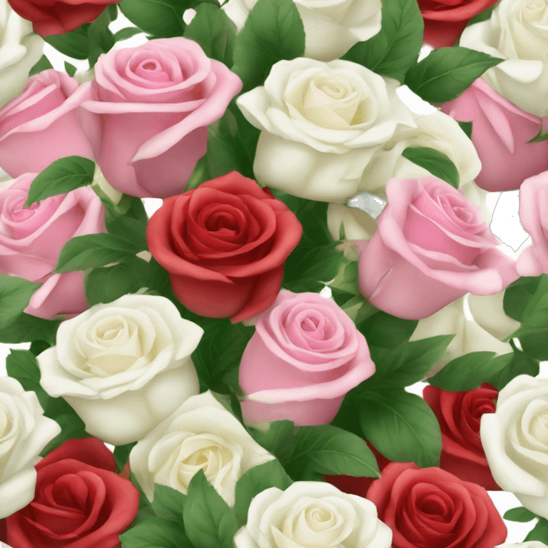 flower bouquet white red and pink roses variation with greenery emoji