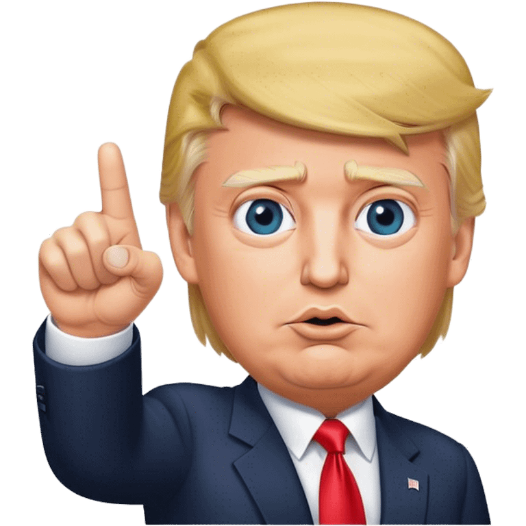 Donald Trump points his finger up, portrait, hyperreal emoji