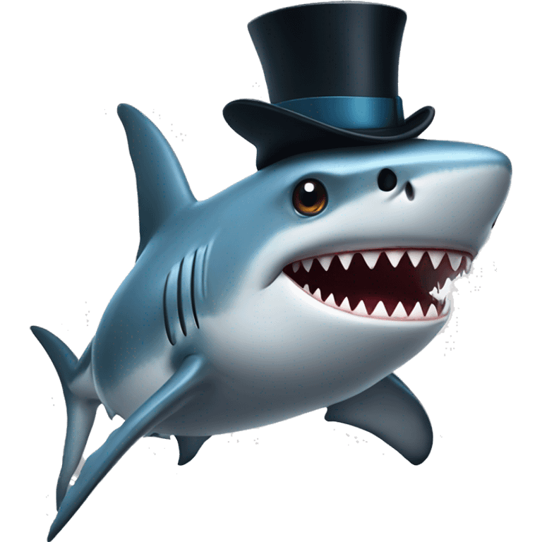 Shark with a top hat emoji