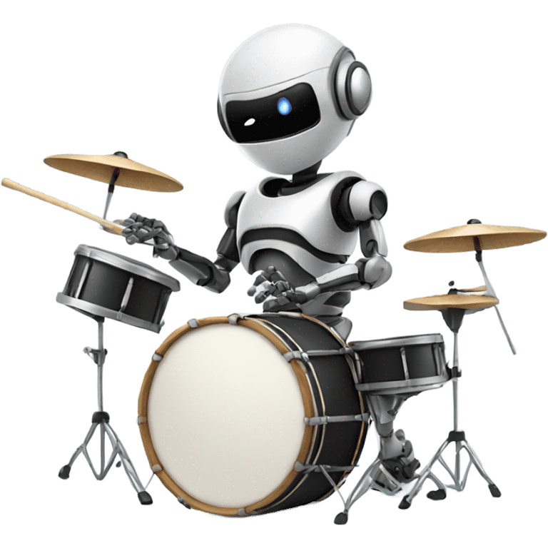 cute robot plays the drum set emoji