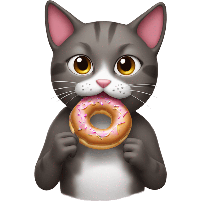 Cat eating donut emoji