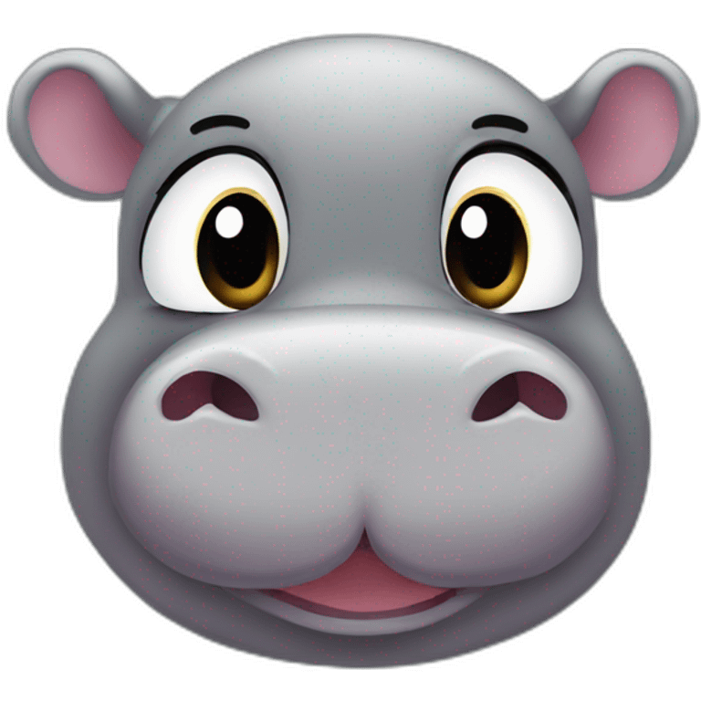 hippopotamus cute big eyes minimalist with a heart  emoji