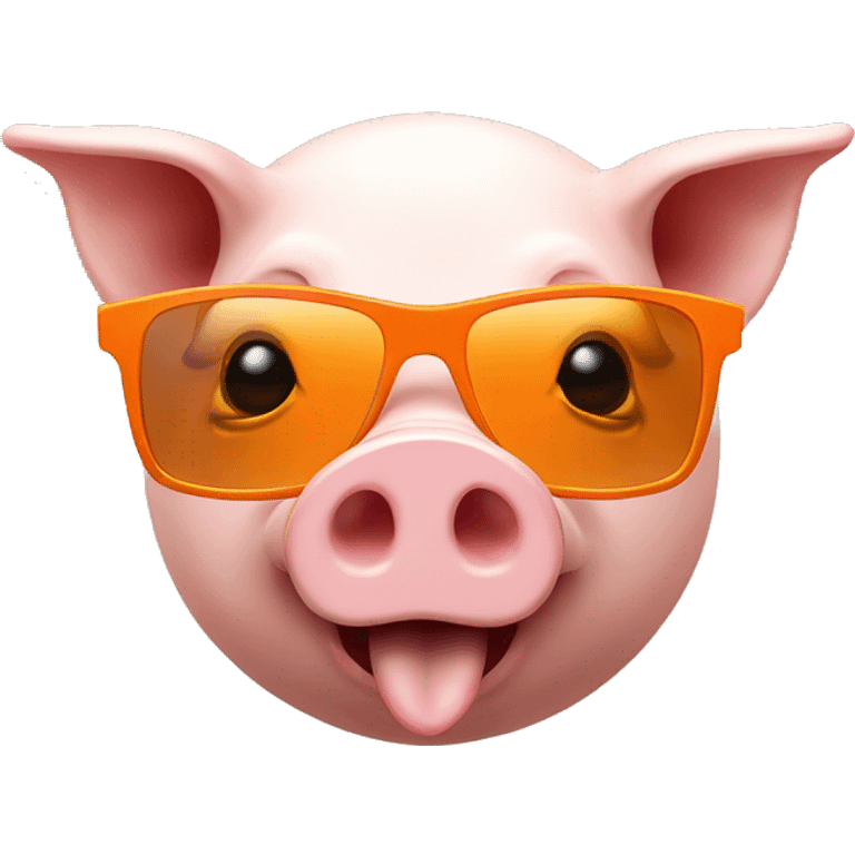 3d pig face using sunglass orange hungry  emoji