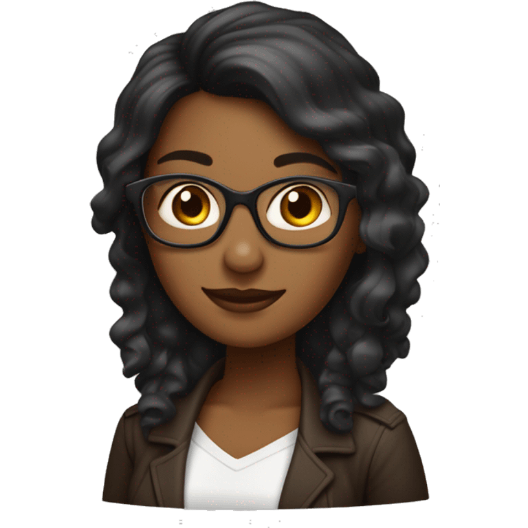 mulher negra de cabelo liso com mechas marrons e com óculos de formato arredondado emoji