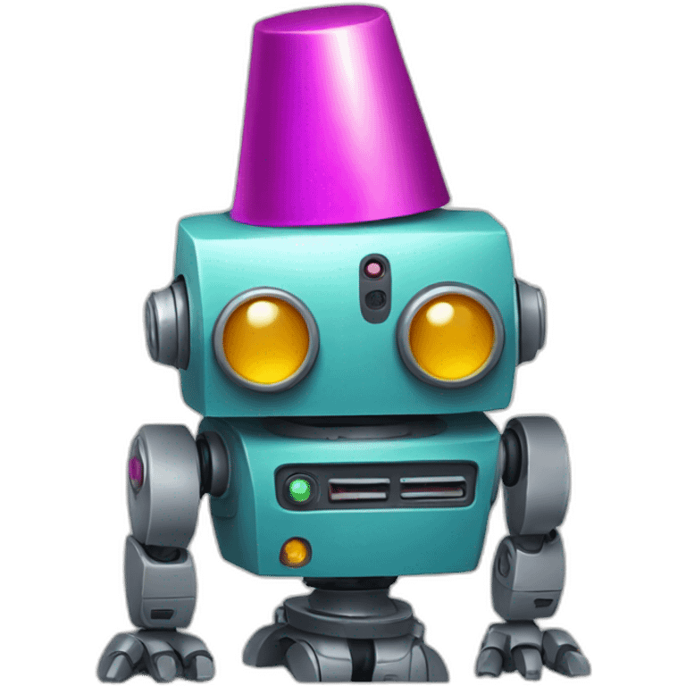 robot with partyhat emoji