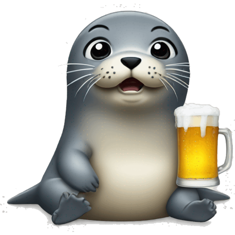 angry baby seal drinks beer emoji