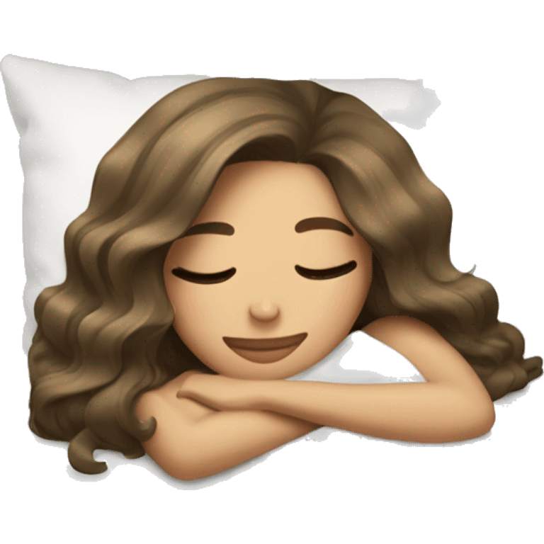 Brunette with blond balayage girl sleeping on pillow emoji