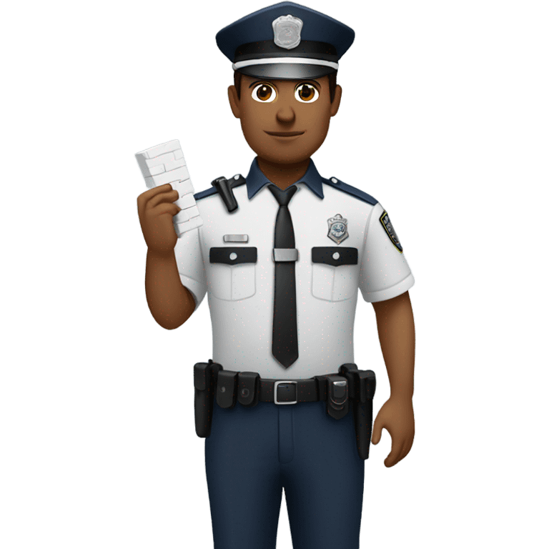 hispanic police holding a singular white brick emoji