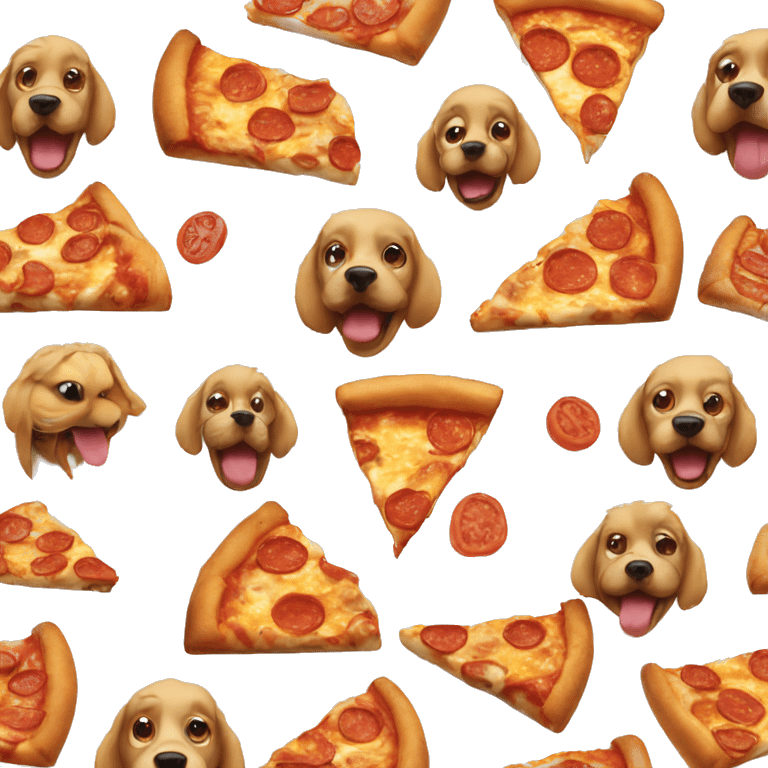 Dog and cat eating pizza emoji