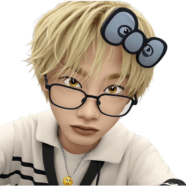 blonde boy with glasses and necklace emoji