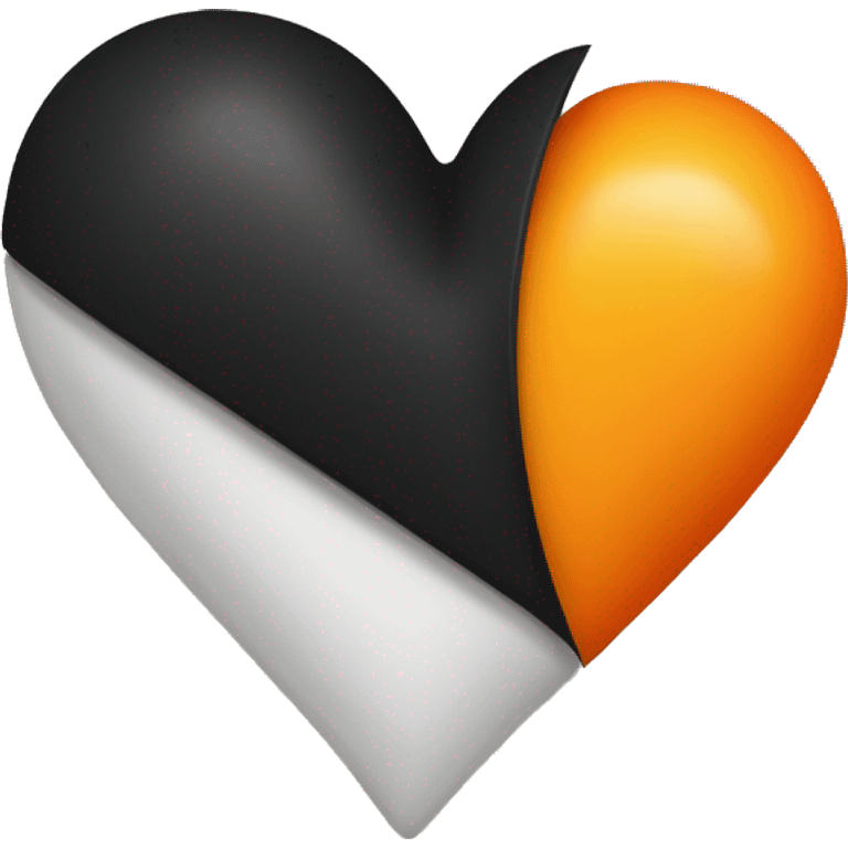 Half black and half orange heart emoji