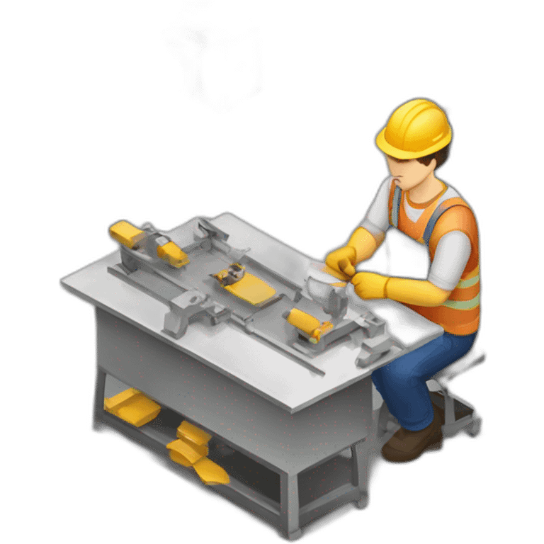 isometric fabricator working in factory emoji