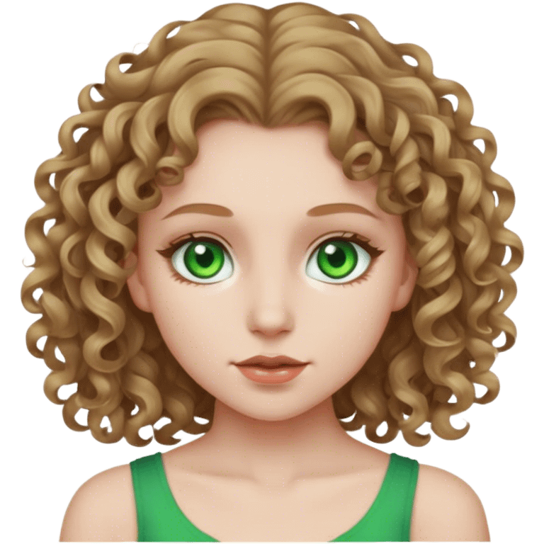 Girl dark blonde hair girl green eyes pale skin curly hair emoji