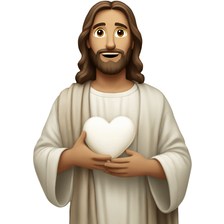 Jesus holding a white heart  emoji