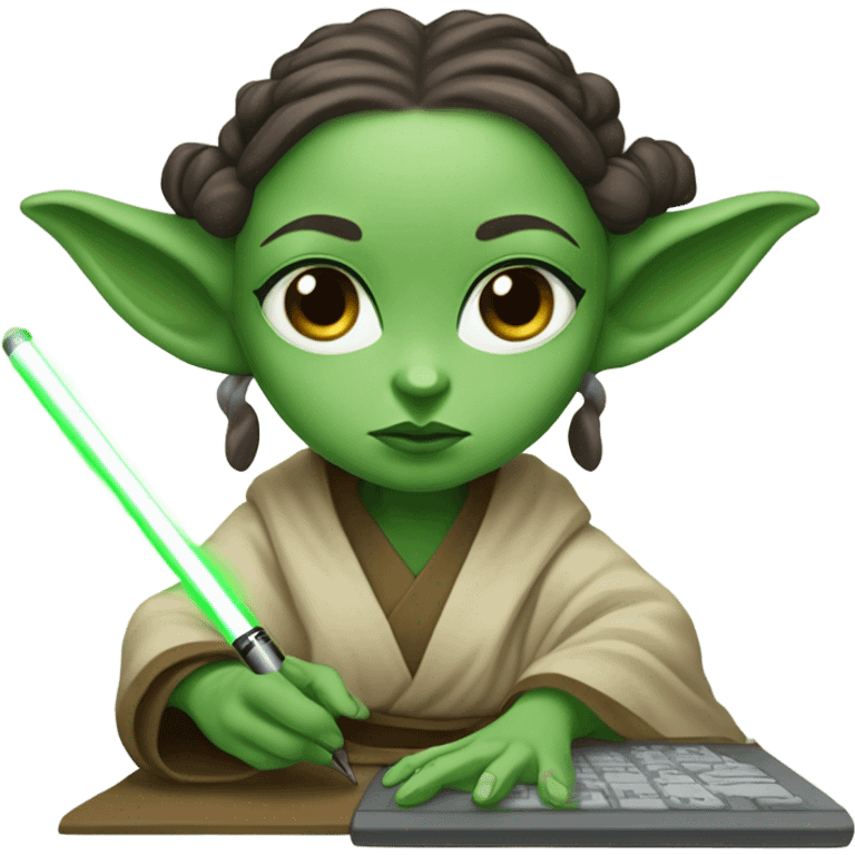 female master Yoda draws on a graphics tablet emoji