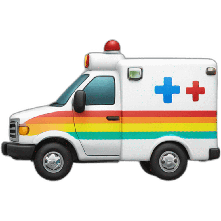 Ambulance with a rainbow emoji