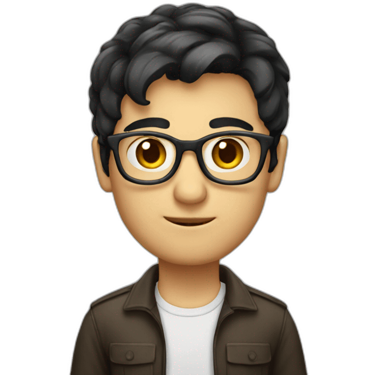 italian geek, short dark hair emoji