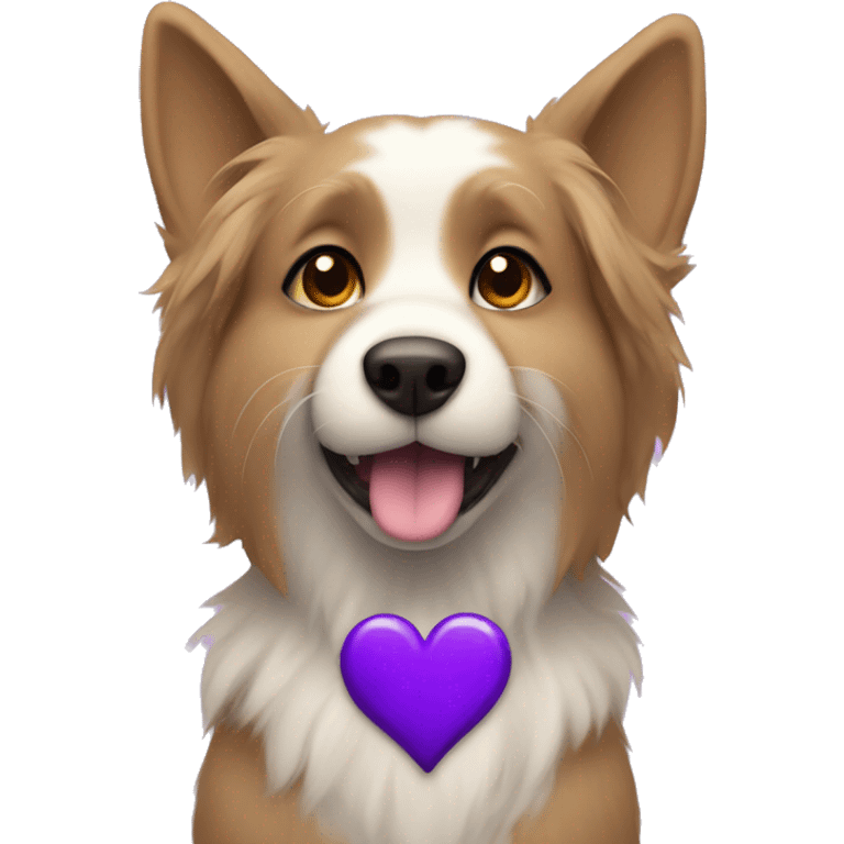 Furry dog with a purple heart emoji