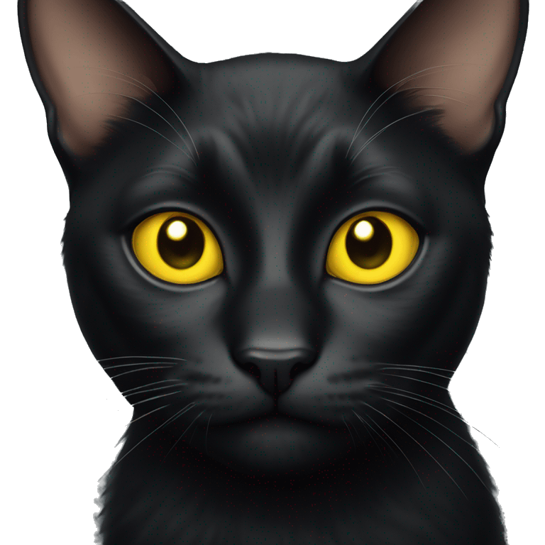 realistic black cat with yellow eyes looking curious  emoji