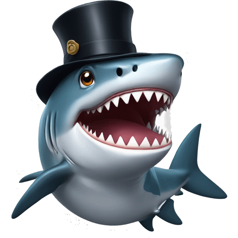 Shark with a top hat emoji