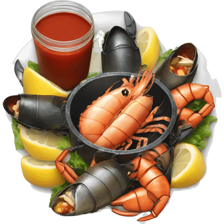 Seafood boil with sauce emoji