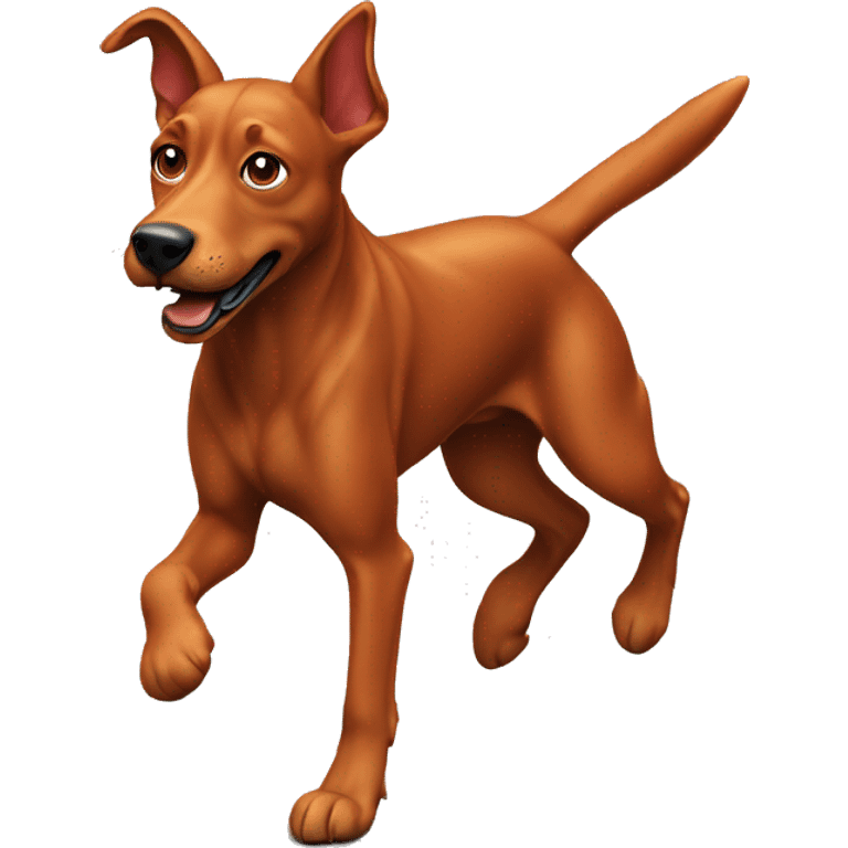 realistic solid red dog with pointed ears running emoji