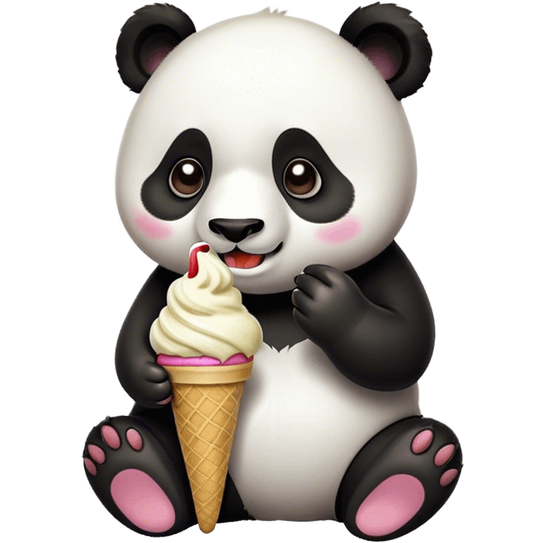 Panda eating ice cream emoji