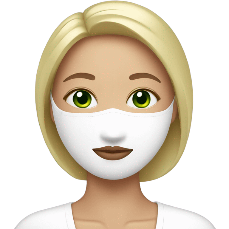 Lady with spa mask beauty full face relaxing green eyes pink lips emoji