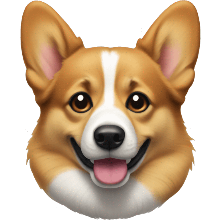 Only the face of a Welsh Corgi with very thick and dark eyebrows emoji