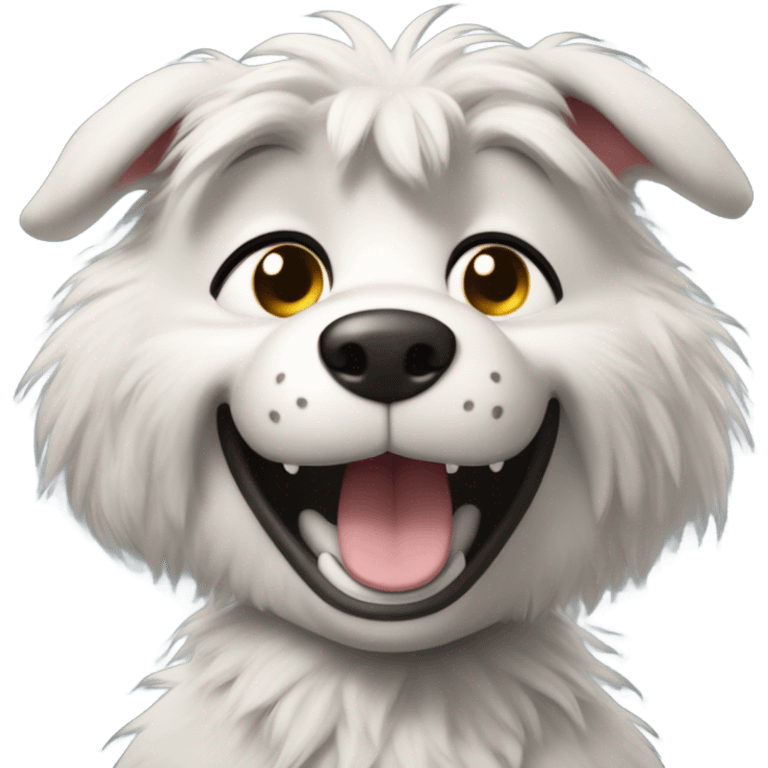 happy furry, wanting a hug, soft, cute, cartoonish, dog, fursuit emoji