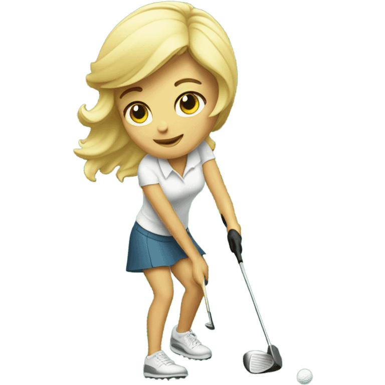 Blond girl swinging golf club emoji