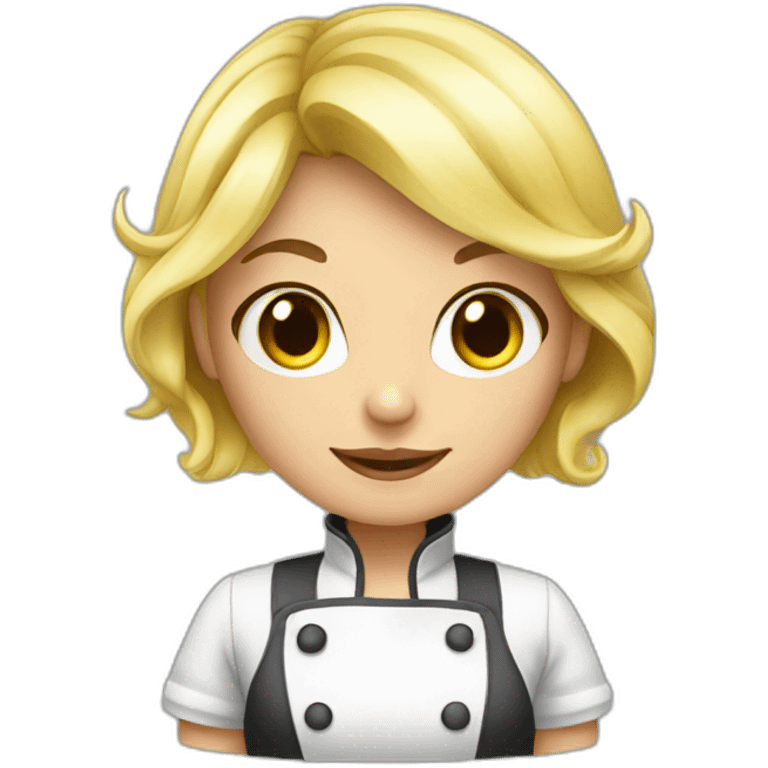 blonde girl dressed as a cooker emoji