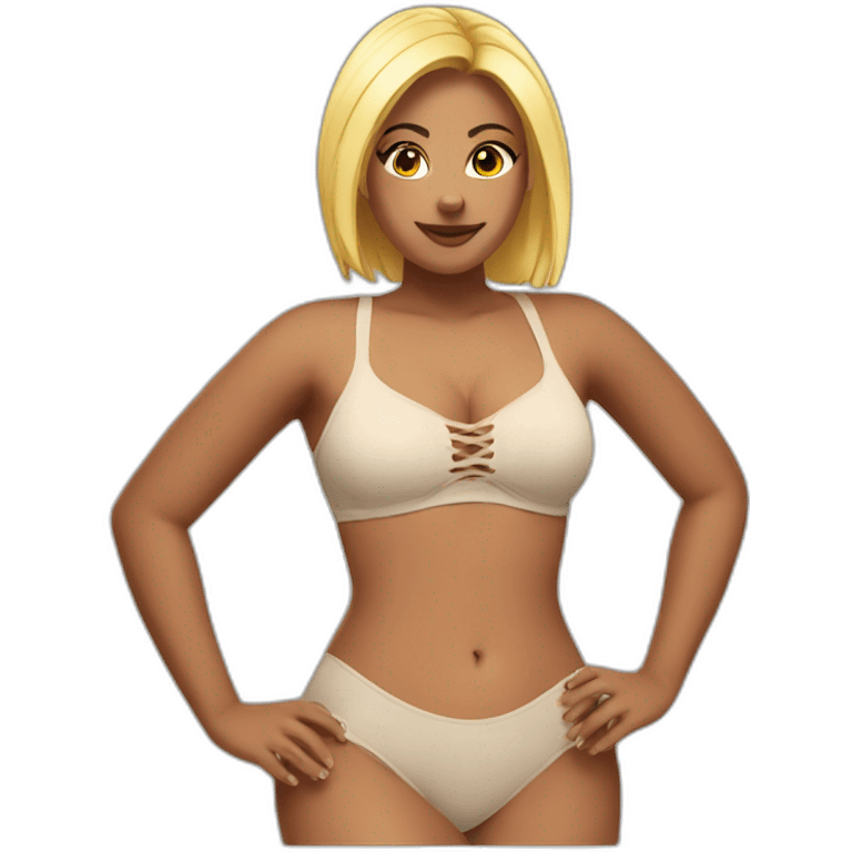 Slim-Thicc caucasian woman swimsuit posing emoji