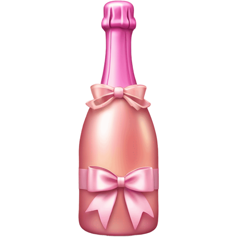 Pink champagne bottle with pink champagne with bow emoji