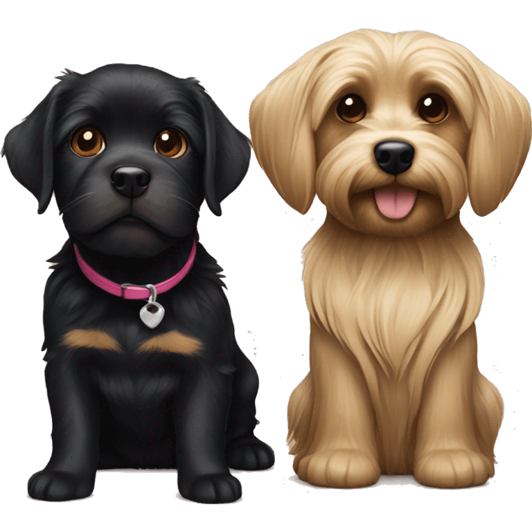 Yorkie and black lab together  emoji