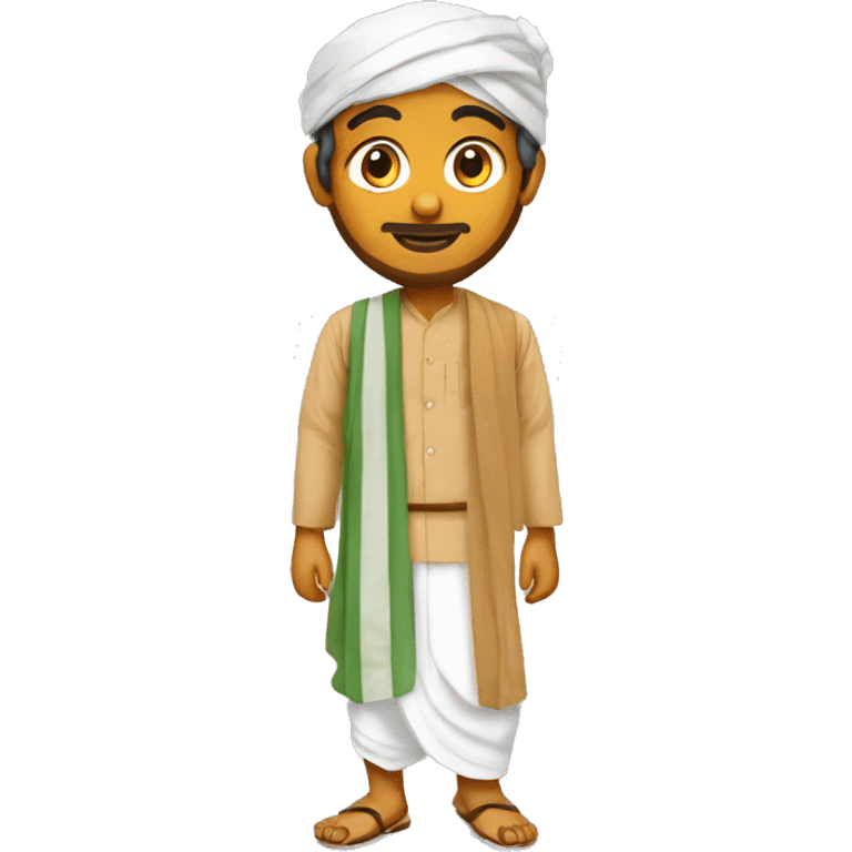 Make a Bengali man wear a lungi traditional Bengal Islam dress and hat emoji