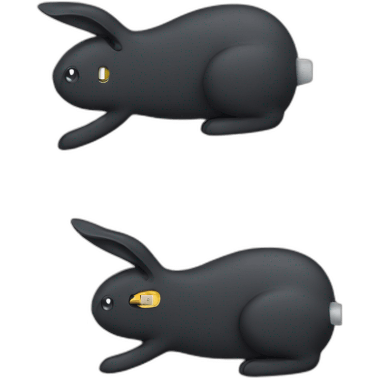 black rabbit with a charger cable cut in half  emoji