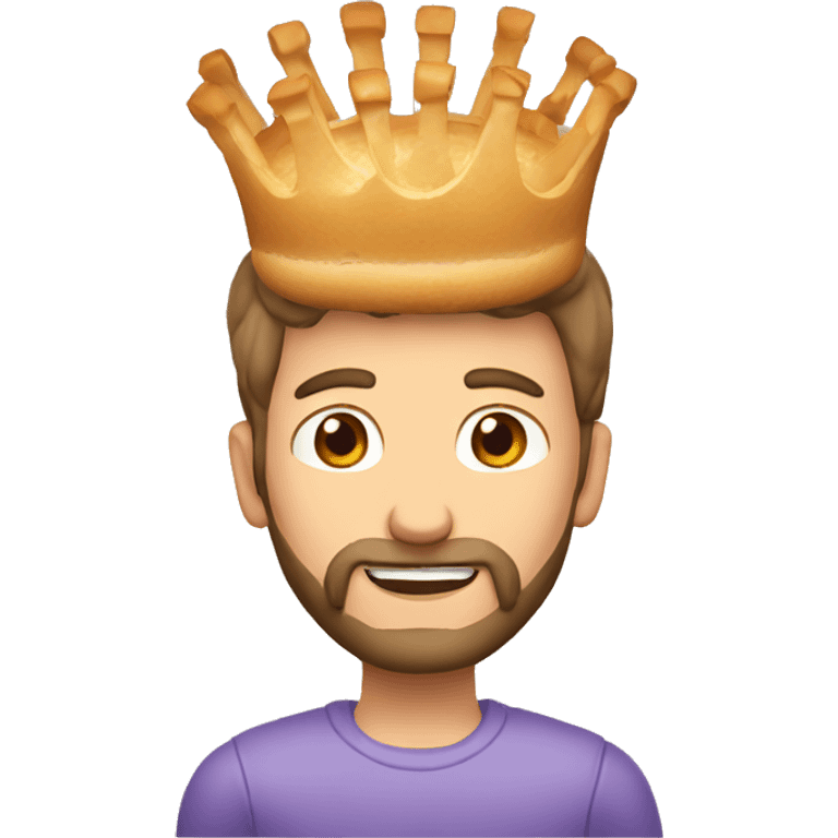 Caucasian man with crown of bread emoji