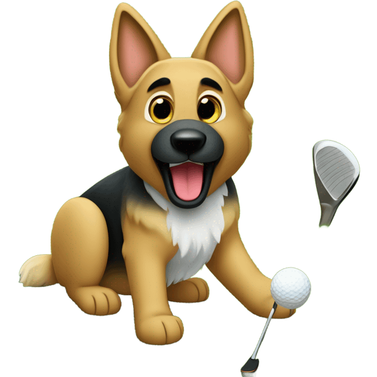 German shepherd playing golf emoji