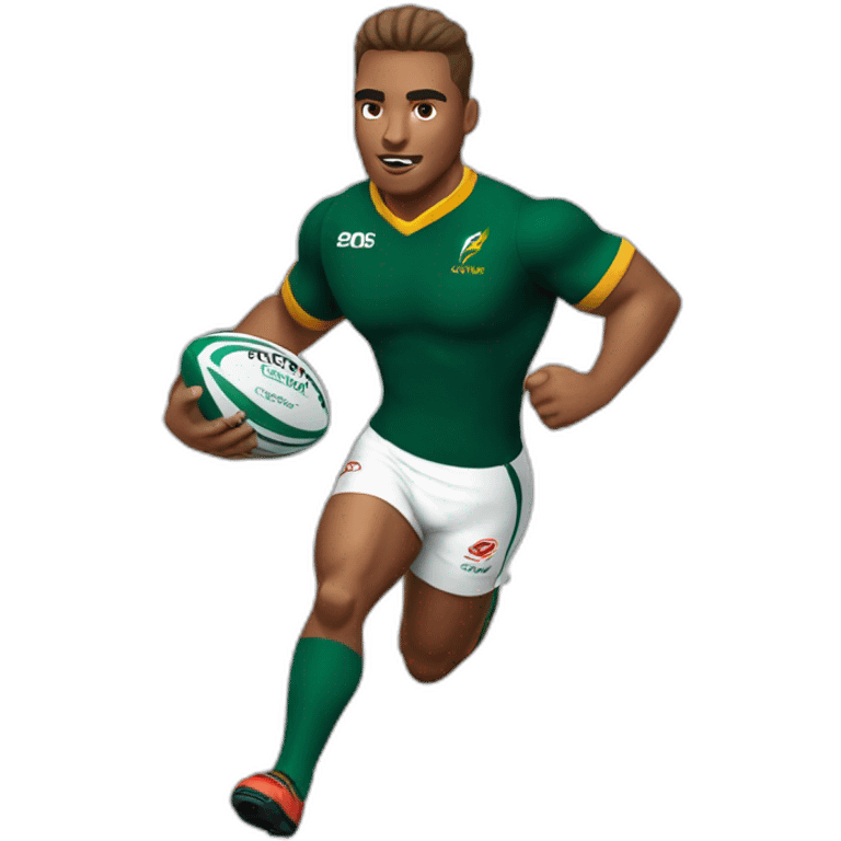 Springbok Rugby Player running with the ball emoji