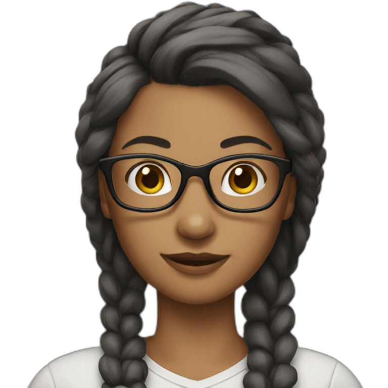 Woman with glasses ponytail emoji