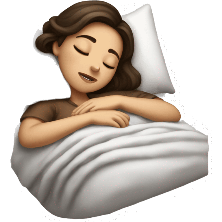 brunette girl sleeping cozy emoji