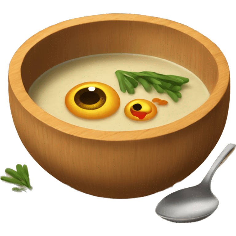 Soup in wood bowl emoji