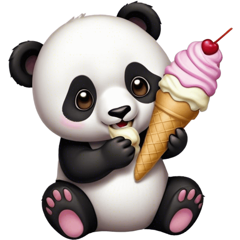 Panda eating ice cream emoji