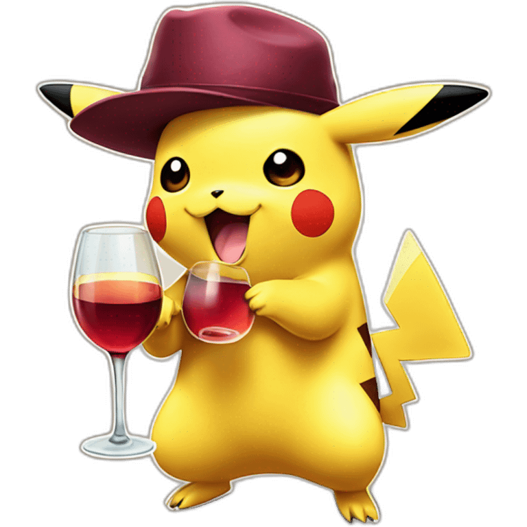 pikachu with hat and drinking wine stonks emoji