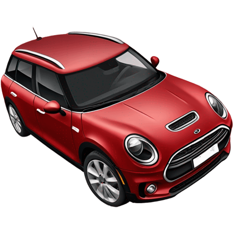 Red Mini Cooper Clubman with red roof decorated for Christmas emoji