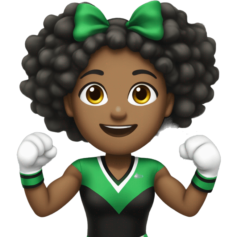 African american cheerleader cheering color green and black uniform emoji